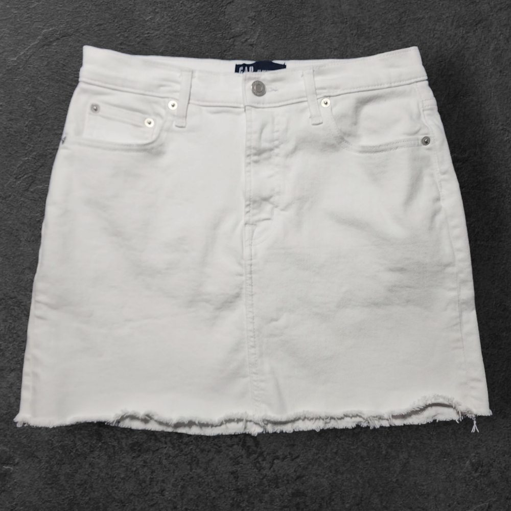 Gap White Raw Hem Mini Skirt